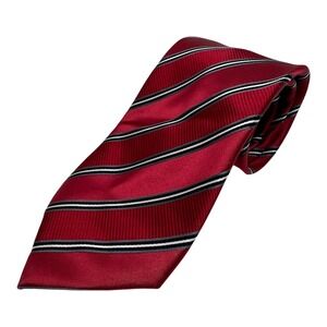 Donald Trump Signature Collection Red Striped Silk Neck Tie L 59" W 3 1/2"‎